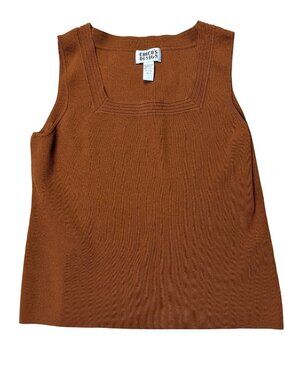 Chicos Design Sleeveless Square Neck Brown Knit Top Size XL